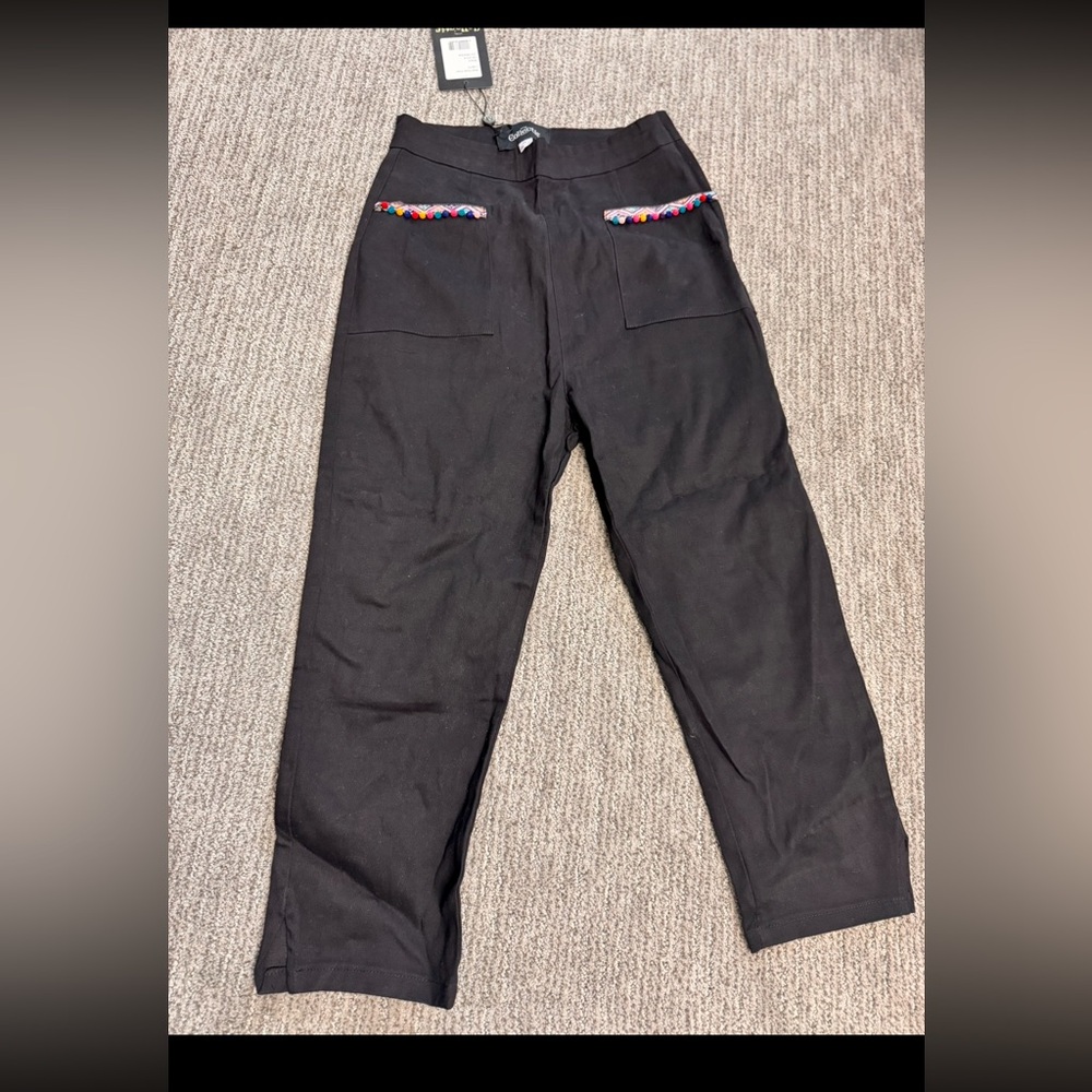 Collectif Black Pants with Vibrant Trim
